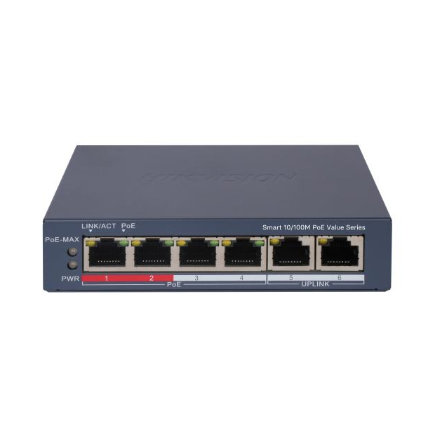 Switch mạng thông minh 4 cổng PoE Hikvision DS-3E1106P-EI/M